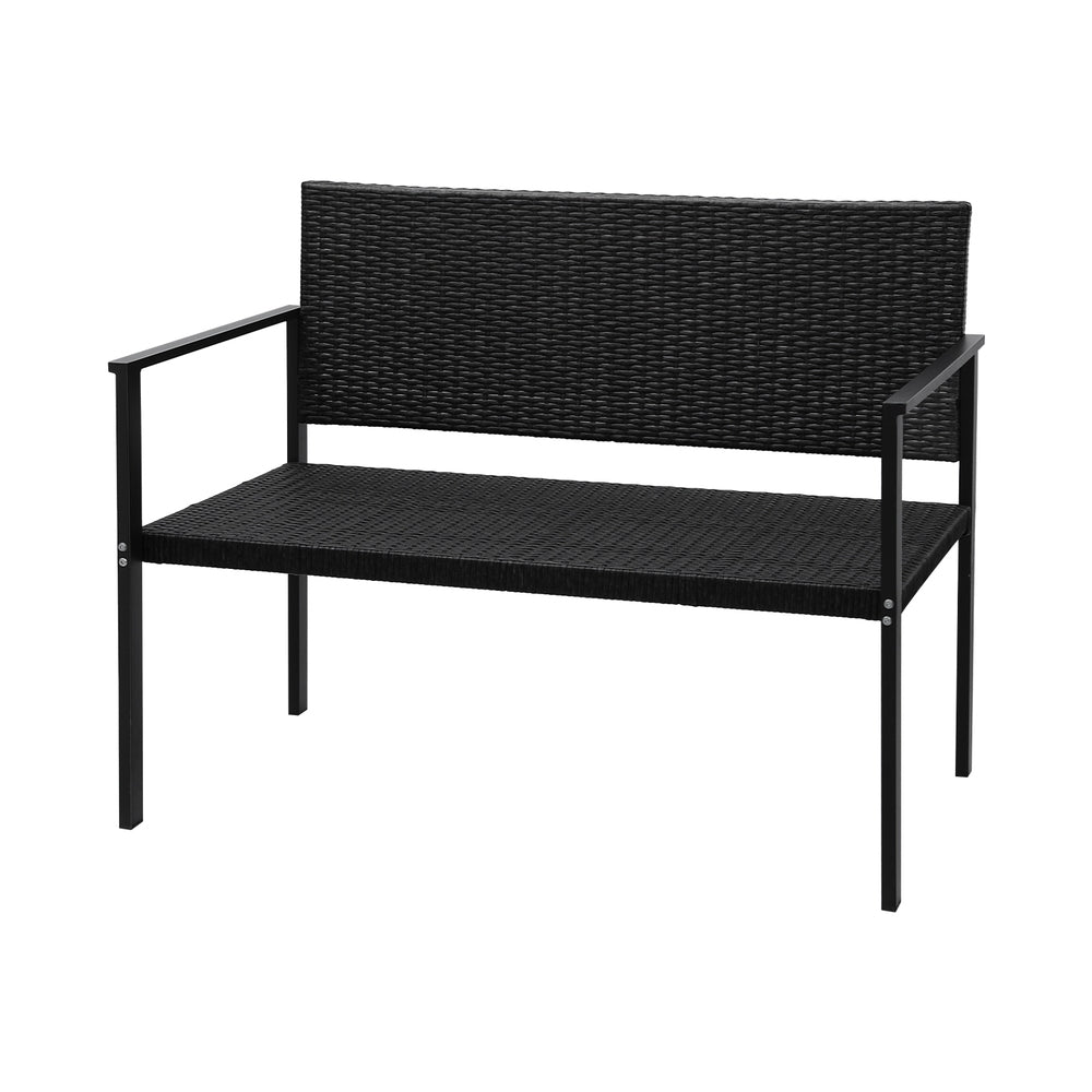 Outdoor Garden Bench Seat Rattan Chair Steel Patio Furniture Park Black - Furniture > Outdoor - Rivercity House & Home Co. (ABN 18 642 972 209) - Affordable Modern Furniture Australia