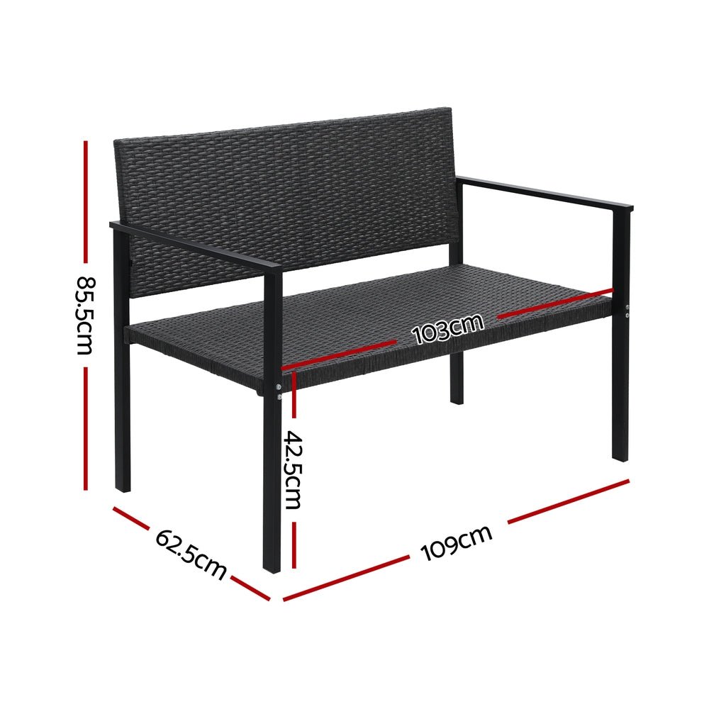 Outdoor Garden Bench Seat Rattan Chair Steel Patio Furniture Park Grey - Furniture > Outdoor - Rivercity House & Home Co. (ABN 18 642 972 209) - Affordable Modern Furniture Australia