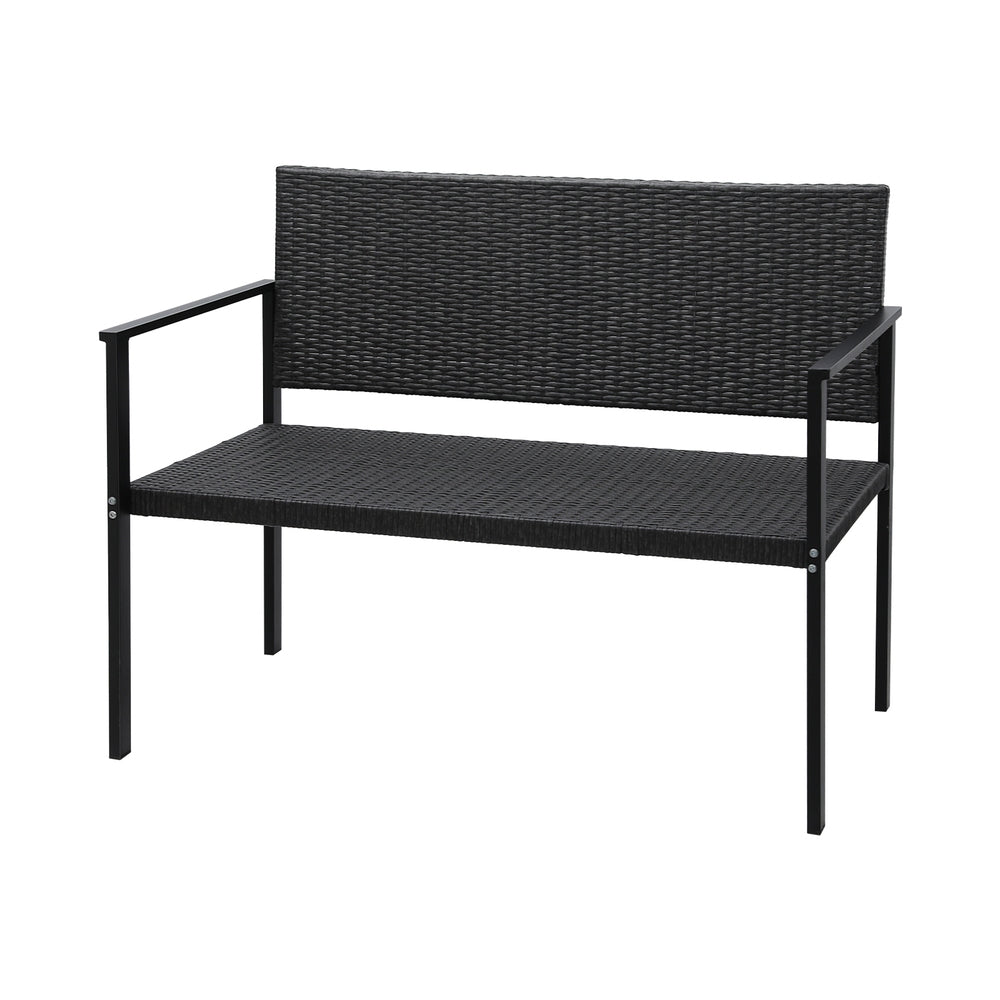 Outdoor Garden Bench Seat Rattan Chair Steel Patio Furniture Park Grey - Furniture > Outdoor - Rivercity House & Home Co. (ABN 18 642 972 209) - Affordable Modern Furniture Australia