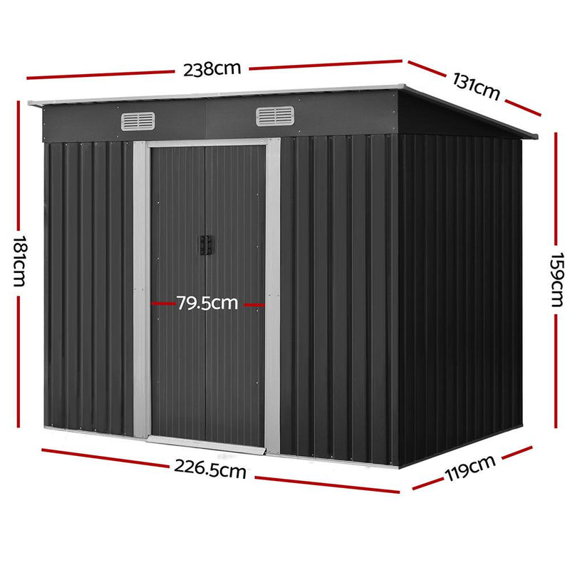 Outdoor Garden Shed 2.38 x 1.31M - Rivercity House & Home Co. (ABN 18 642 972 209) - Affordable Modern Furniture Australia