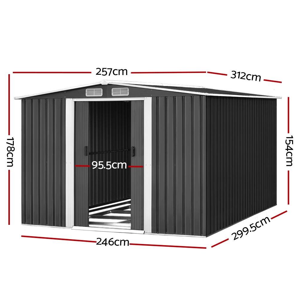 Outdoor Garden Shed 2.58 x 3.14 x 2.02M with Base - Rivercity House & Home Co. (ABN 18 642 972 209) - Affordable Modern Furniture Australia