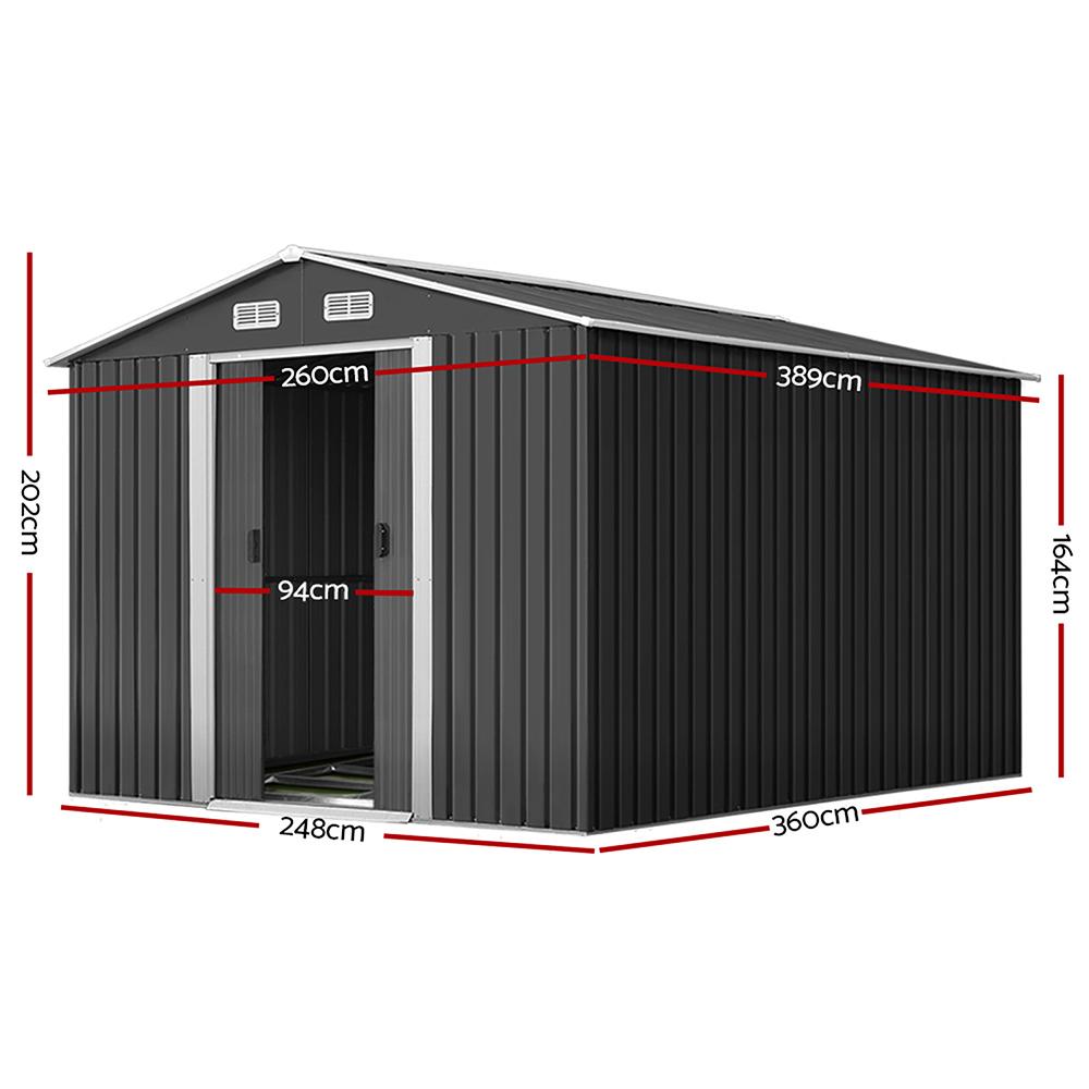 Outdoor Garden Shed 2.6 x 3.89 x 2.02M with Base - Rivercity House & Home Co. (ABN 18 642 972 209) - Affordable Modern Furniture Australia