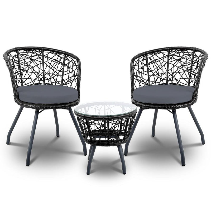 Outdoor Patio Table & Chairs - Black - Rivercity House & Home Co. (ABN 18 642 972 209) - Affordable Modern Furniture Australia