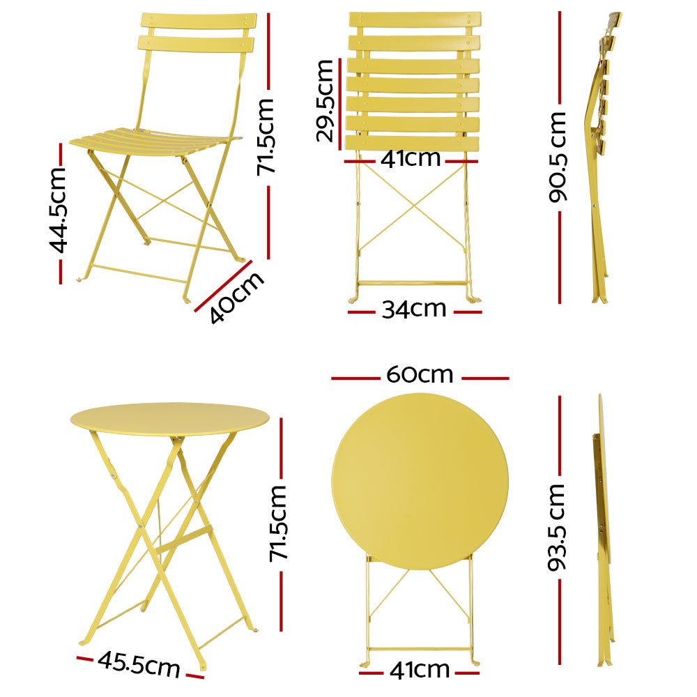 Outdoor Setting Bistro Set Table and Chairs Folding Patio Furniture - Furniture > Outdoor - Rivercity House & Home Co. (ABN 18 642 972 209) - Affordable Modern Furniture Australia