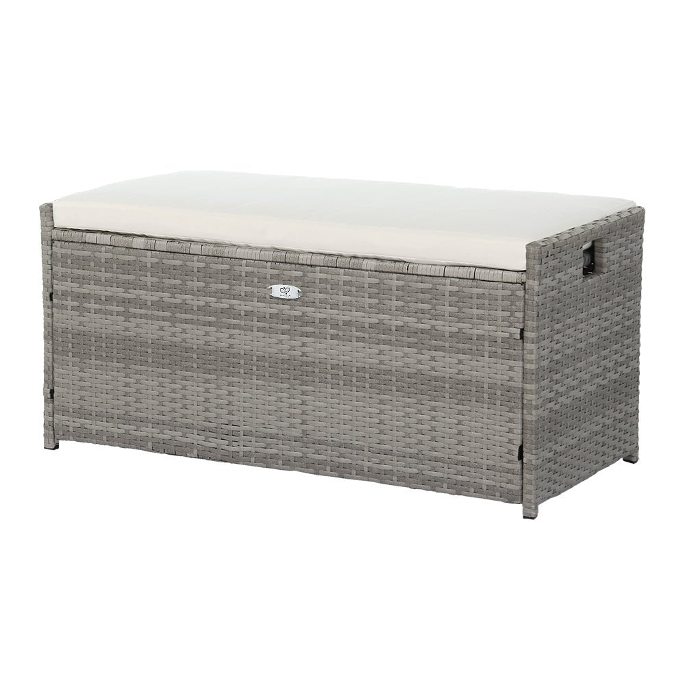 Grey Outdoor Storage Bench Box with Cushion - Home & Garden > Storage - Rivercity House & Home Co. (ABN 18 642 972 209) - Affordable Modern Furniture Australia
