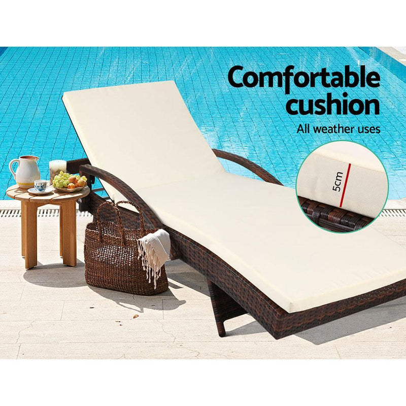 Outdoor Sun Lounge - Brown - Rivercity House & Home Co. (ABN 18 642 972 209) - Affordable Modern Furniture Australia