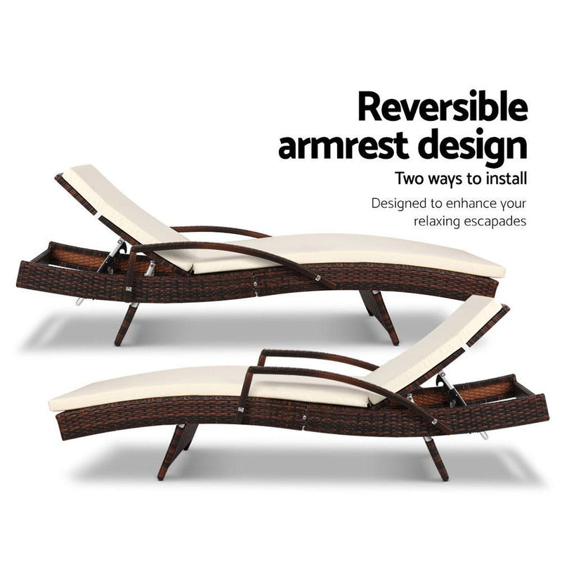 Outdoor Sun Lounge - Brown - Rivercity House & Home Co. (ABN 18 642 972 209) - Affordable Modern Furniture Australia