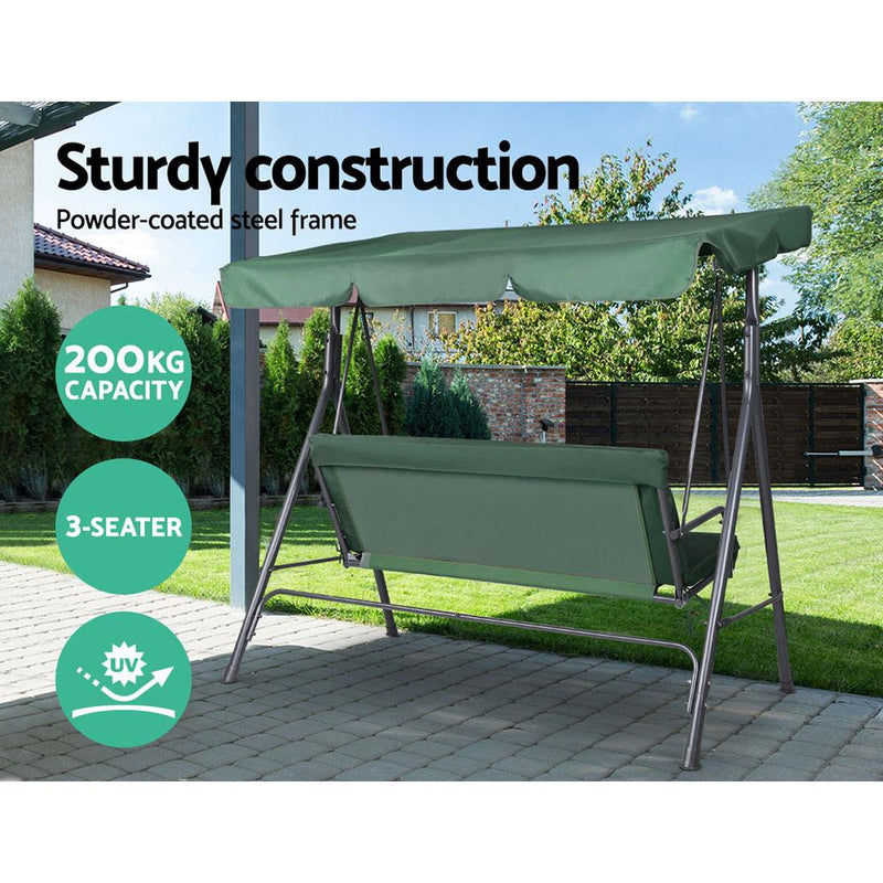 Outdoor Swing Chair Hammock 3 Seater Garden Canopy Bench Seat Backyard - Furniture - Rivercity House & Home Co. (ABN 18 642 972 209) - Affordable Modern Furniture Australia