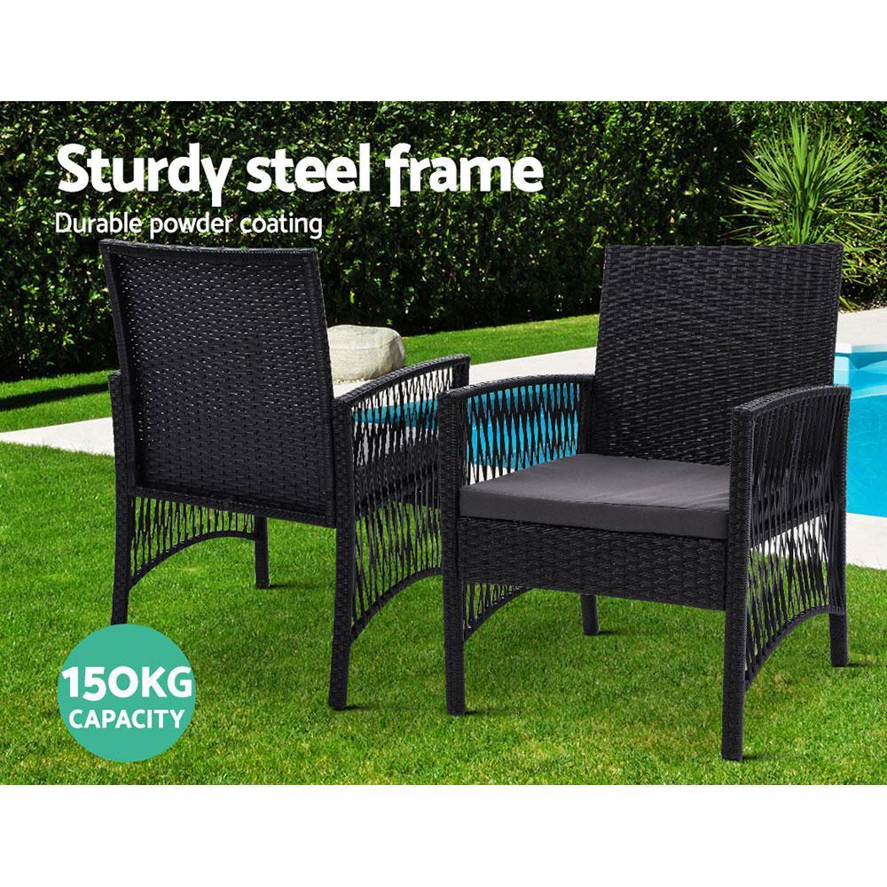 Outdoor Table and 2 Chairs Bistro Style Set - Rivercity House & Home Co. (ABN 18 642 972 209) - Affordable Modern Furniture Australia