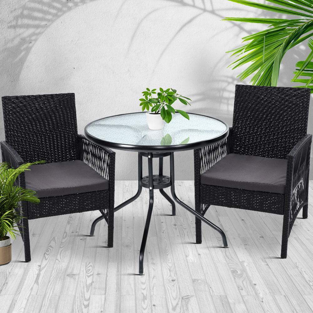 Outdoor Table and 2 Chairs Bistro Style Set - Rivercity House & Home Co. (ABN 18 642 972 209) - Affordable Modern Furniture Australia