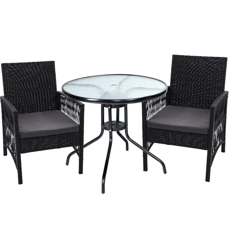 Outdoor Table and 2 Chairs Bistro Style Set - Rivercity House & Home Co. (ABN 18 642 972 209) - Affordable Modern Furniture Australia
