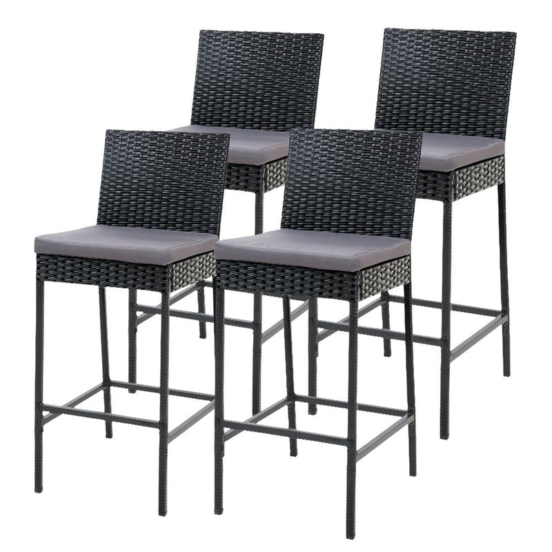 Outdoor Wicker Bar Stools (Set of 4) - Furniture - Rivercity House & Home Co. (ABN 18 642 972 209) - Affordable Modern Furniture Australia