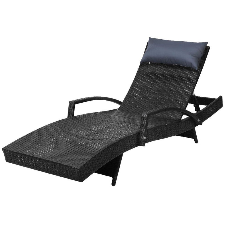 Outdoor Sun Lounge Furniture Wicker Day Bed (Black) - Rivercity House & Home Co. (ABN 18 642 972 209) - Affordable Modern Furniture Australia