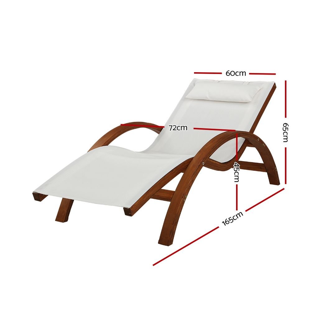 Outdoor Wooden Sun Lounge - Home & Garden > Garden Furniture - Rivercity House & Home Co. (ABN 18 642 972 209) - Affordable Modern Furniture Australia