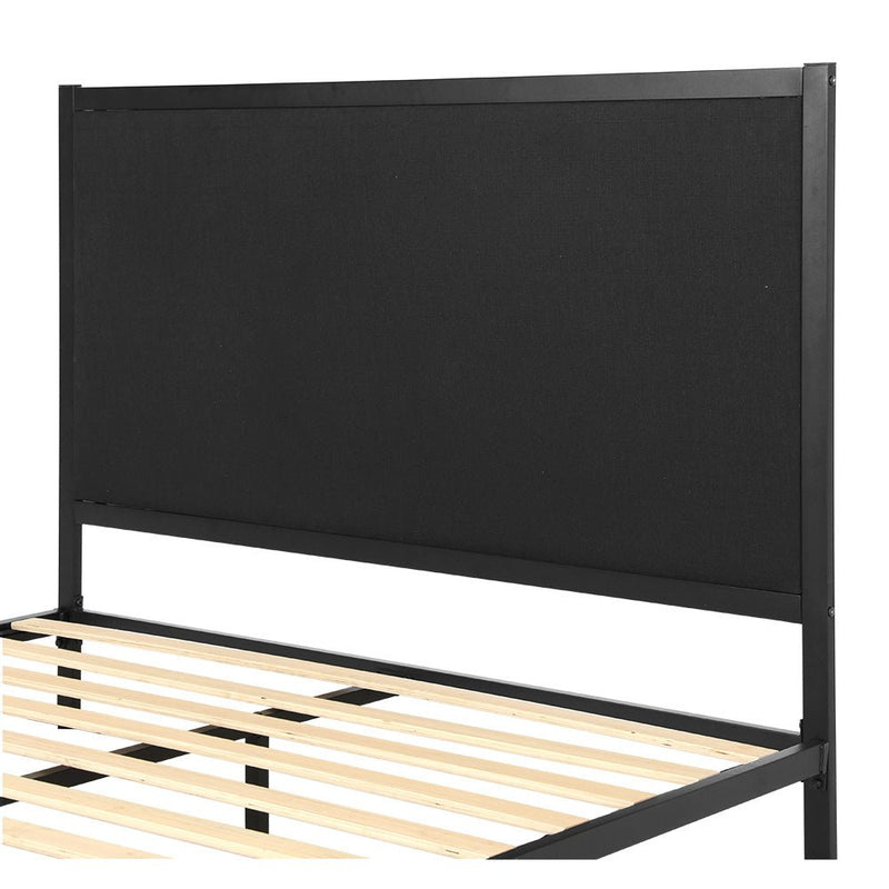 Paddington Queen Bed Frame With Fabric Headboard Black & Charcoal - Furniture > Bedroom - Rivercity House & Home Co. (ABN 18 642 972 209) - Affordable Modern Furniture Australia