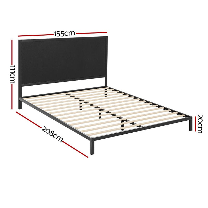 Paddington Queen Bed Frame With Fabric Headboard Black & Charcoal - Furniture > Bedroom - Rivercity House & Home Co. (ABN 18 642 972 209) - Affordable Modern Furniture Australia