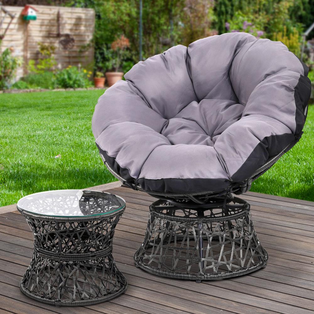 Papasan Chair and Side Table - Black - Rivercity House & Home Co. (ABN 18 642 972 209) - Affordable Modern Furniture Australia