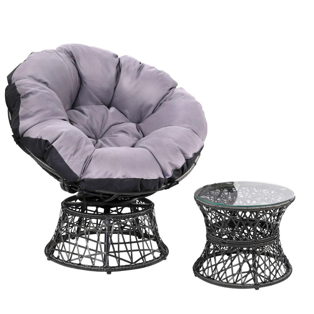 Papasan Chair and Side Table - Black - Rivercity House & Home Co. (ABN 18 642 972 209) - Affordable Modern Furniture Australia
