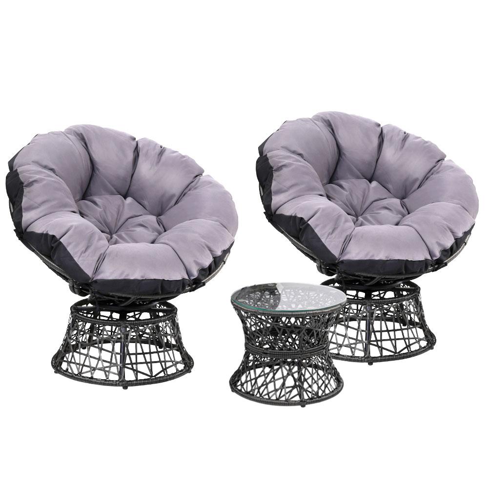Papasan Chair and Side Table Set- Black - Rivercity House & Home Co. (ABN 18 642 972 209) - Affordable Modern Furniture Australia