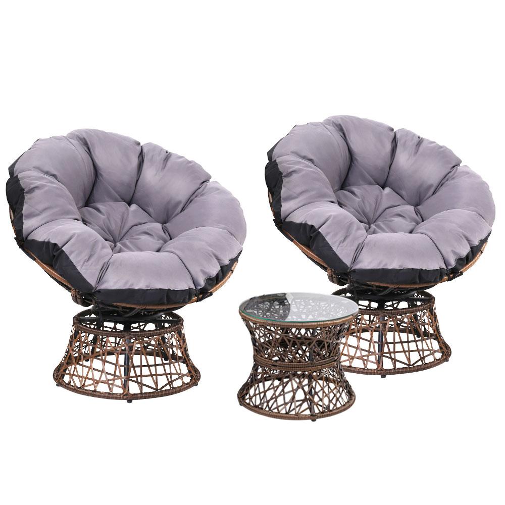 Papasan Chair and Side Table Set-Brown - Rivercity House & Home Co. (ABN 18 642 972 209) - Affordable Modern Furniture Australia