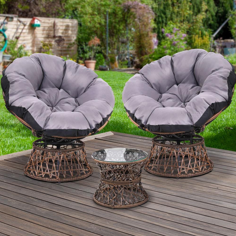 Papasan Chair and Side Table Set-Brown - Rivercity House & Home Co. (ABN 18 642 972 209) - Affordable Modern Furniture Australia