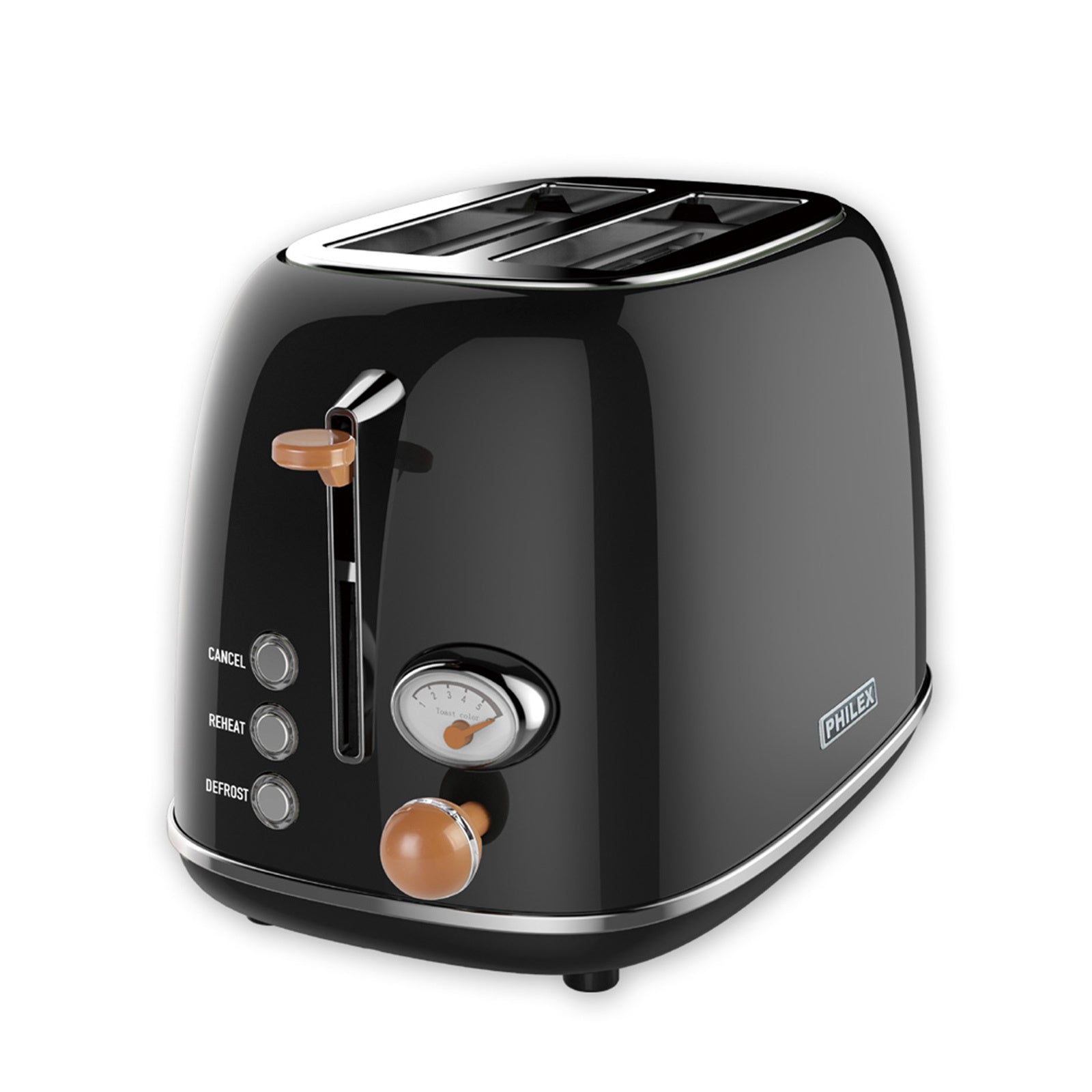 PHILEX 2-Slice Black Toaster Bread Reheat Retro - Appliances > Kitchen Appliances - Rivercity House & Home Co. (ABN 18 642 972 209) - Affordable Modern Furniture Australia