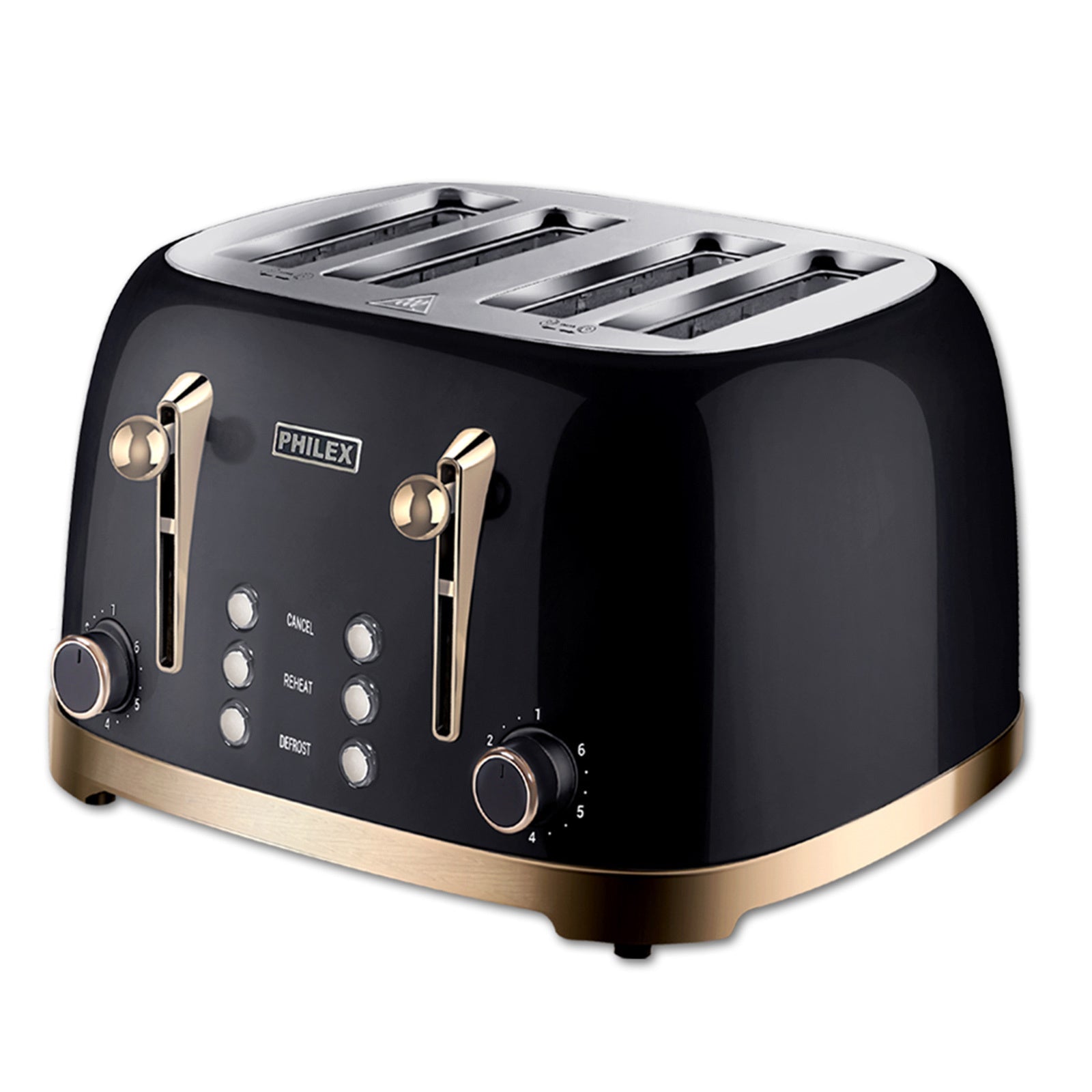 PHILEX 4-Slice Black Toaster Bread Reheat Retro - Appliances > Kitchen Appliances - Rivercity House & Home Co. (ABN 18 642 972 209) - Affordable Modern Furniture Australia