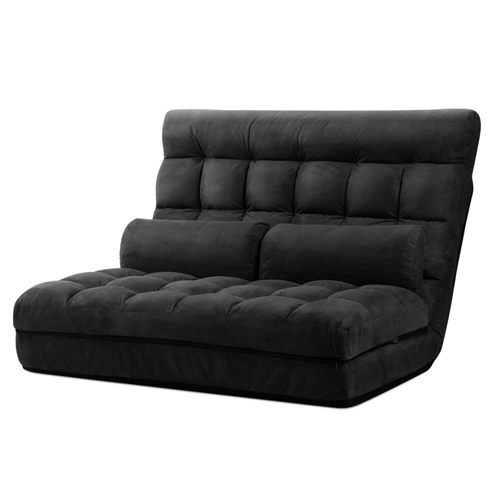 Portable 2-seater Floor Folding Sofa Bed (Charcoal) - Rivercity House & Home Co. (ABN 18 642 972 209) - Affordable Modern Furniture Australia