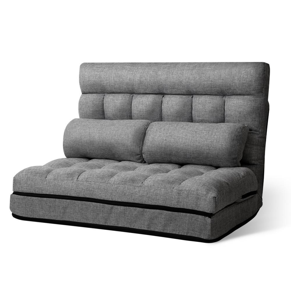 Portable 2-seater Floor Folding Sofa Bed (Grey) - Rivercity House & Home Co. (ABN 18 642 972 209) - Affordable Modern Furniture Australia