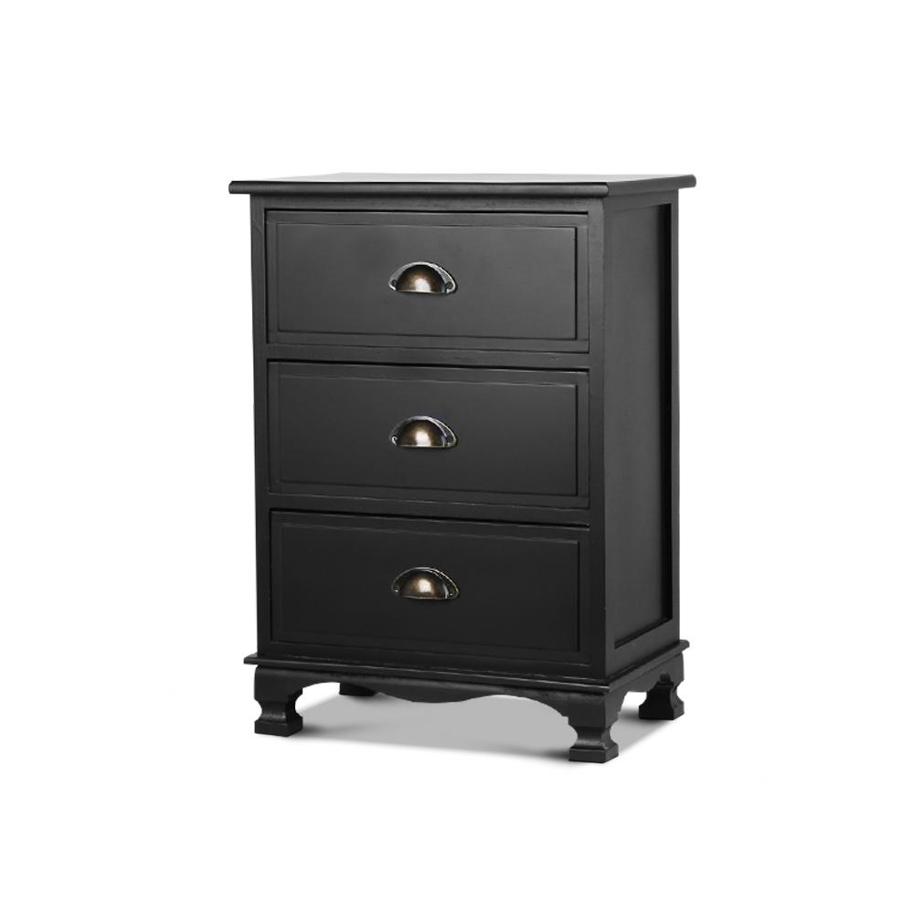 Premium 3-drawer Bedside Storage Cabinet (Black) - Rivercity House & Home Co. (ABN 18 642 972 209) - Affordable Modern Furniture Australia
