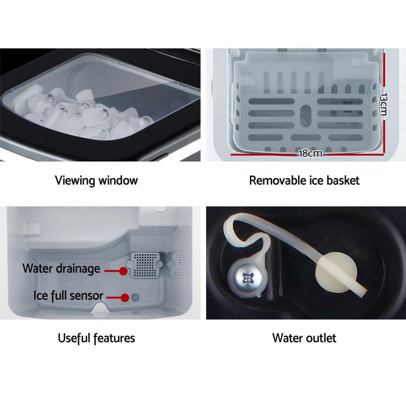 Premium Portable Ice Cube Maker Machine 2L Home Bar Benchtop Easy Quick Black - Rivercity House & Home Co. (ABN 18 642 972 209) - Affordable Modern Furniture Australia