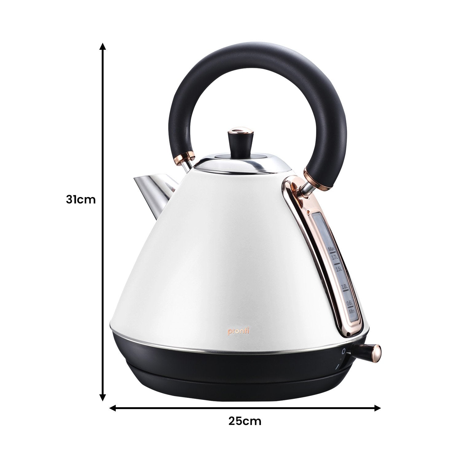 Pronti 1.7l Rose Trim Collection Kettle - White - Appliances > Kitchen Appliances - Rivercity House & Home Co. (ABN 18 642 972 209) - Affordable Modern Furniture Australia