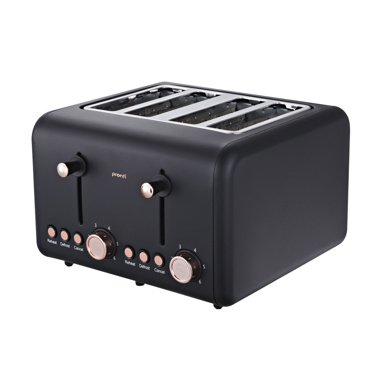 Pronti 4 Slice Toaster Rose Trim Collection - Black - Appliances > Kitchen Appliances - Rivercity House & Home Co. (ABN 18 642 972 209) - Affordable Modern Furniture Australia