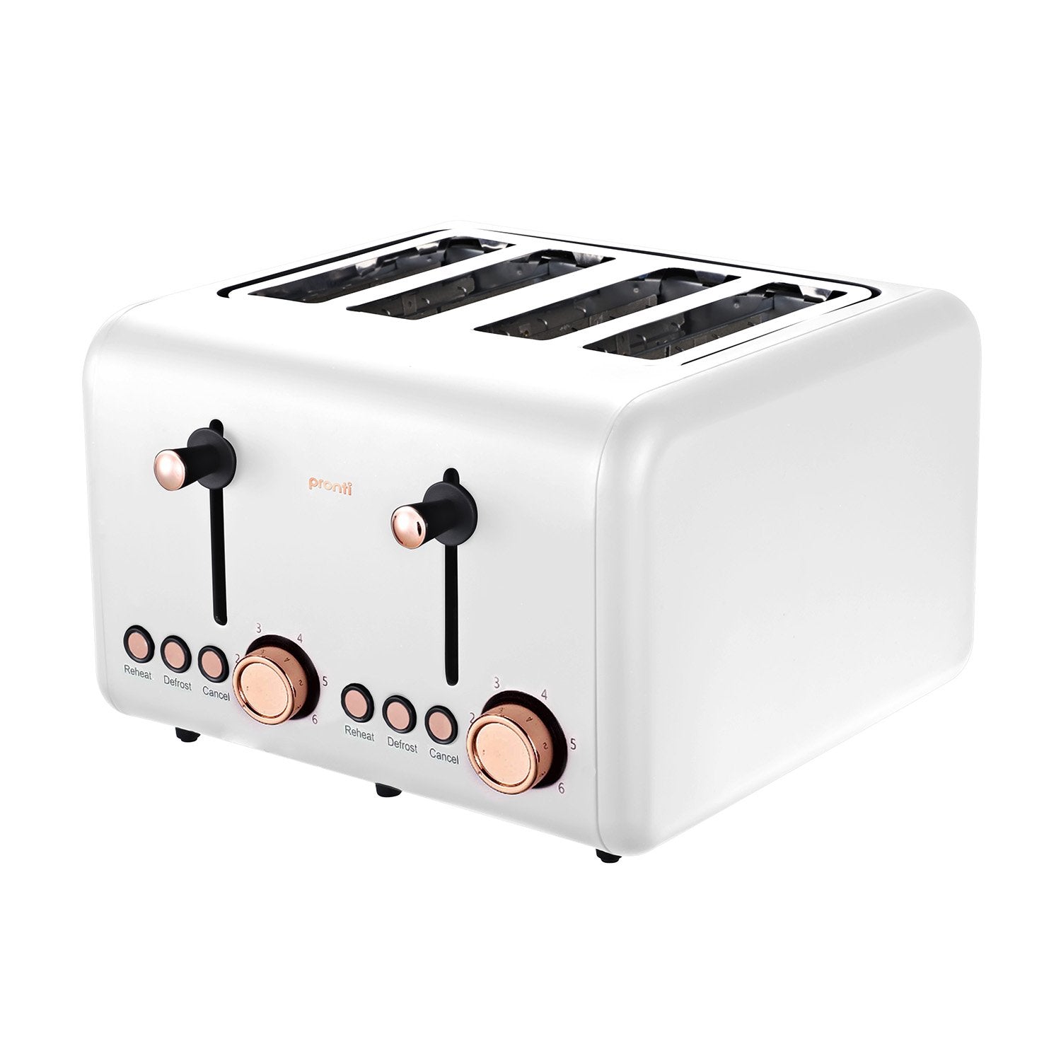 Pronti 4 Slice Toaster Rose Trim Collection - White - Appliances > Kitchen Appliances - Rivercity House & Home Co. (ABN 18 642 972 209) - Affordable Modern Furniture Australia