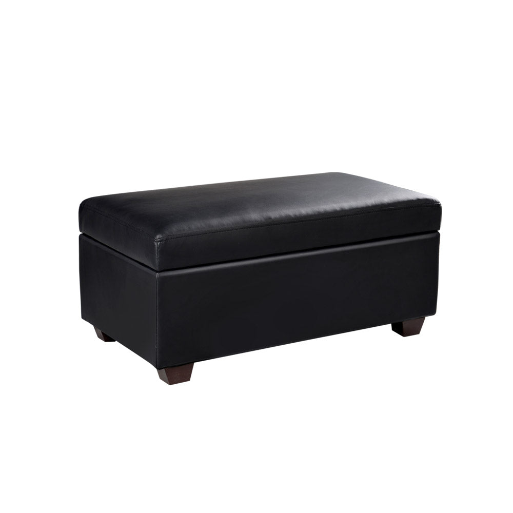 Compact PU Leather Storage Ottoman Black - Mid-Season Super Sale - Rivercity House & Home Co. (ABN 18 642 972 209) - Affordable Modern Furniture Australia