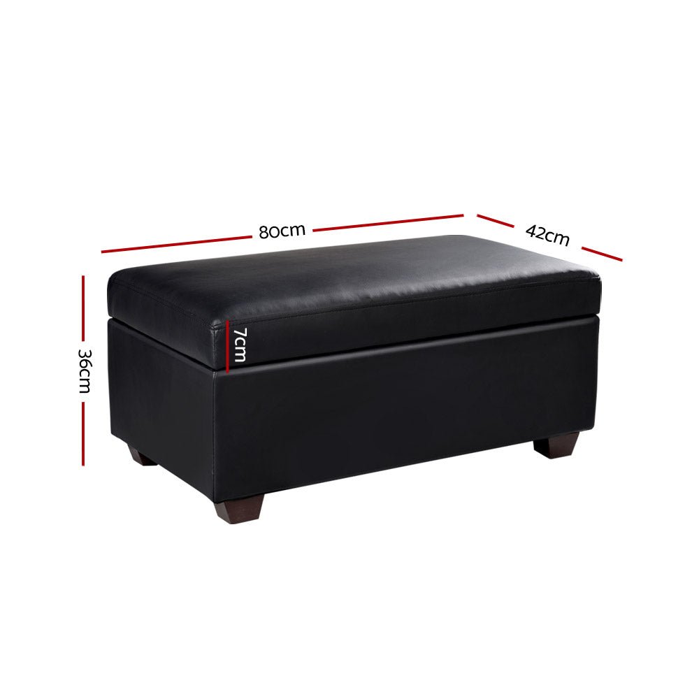 Compact PU Leather Storage Ottoman Black - Mid-Season Super Sale - Rivercity House & Home Co. (ABN 18 642 972 209) - Affordable Modern Furniture Australia