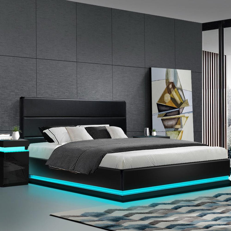 Queen Package | Henley LED Storage Bed Black & Bonita Euro Top Mattress (Medium Firm) - Furniture > Bedroom - Rivercity House & Home Co. (ABN 18 642 972 209) - Affordable Modern Furniture Australia