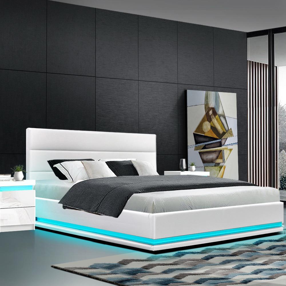 Queen Package | Henley LED Storage Bed White & Bonita Euro Top Mattress (Medium Firm) - Furniture > Bedroom - Rivercity House & Home Co. (ABN 18 642 972 209) - Affordable Modern Furniture Australia