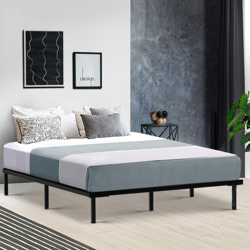 Queen Package | Ted Metal Bed Black & Glay Bonnell Spring Mattress (Medium Firm) - Furniture > Bedroom - Rivercity House & Home Co. (ABN 18 642 972 209) - Affordable Modern Furniture Australia