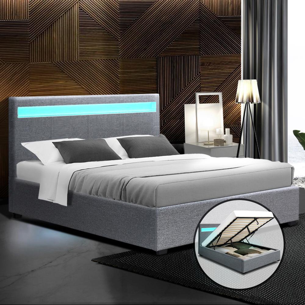 Queen Package | Wanda LED Storage Bed Grey & Bonita Euro Top Mattress (Medium Firm) - Furniture > Bedroom - Rivercity House & Home Co. (ABN 18 642 972 209) - Affordable Modern Furniture Australia