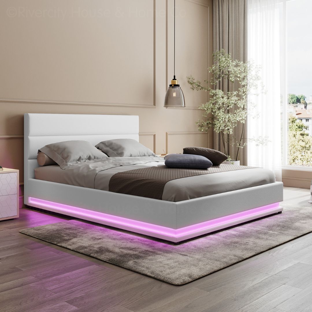 Queen Premium Package | Henley LED Storage Queen Bed Frame White, Luna Series Euro Top Mattress (Medium Firm) & Bamboo Mattress Topper! - Rivercity House & Home Co. (ABN 18 642 972 209) - Affordable Modern Furniture Australia