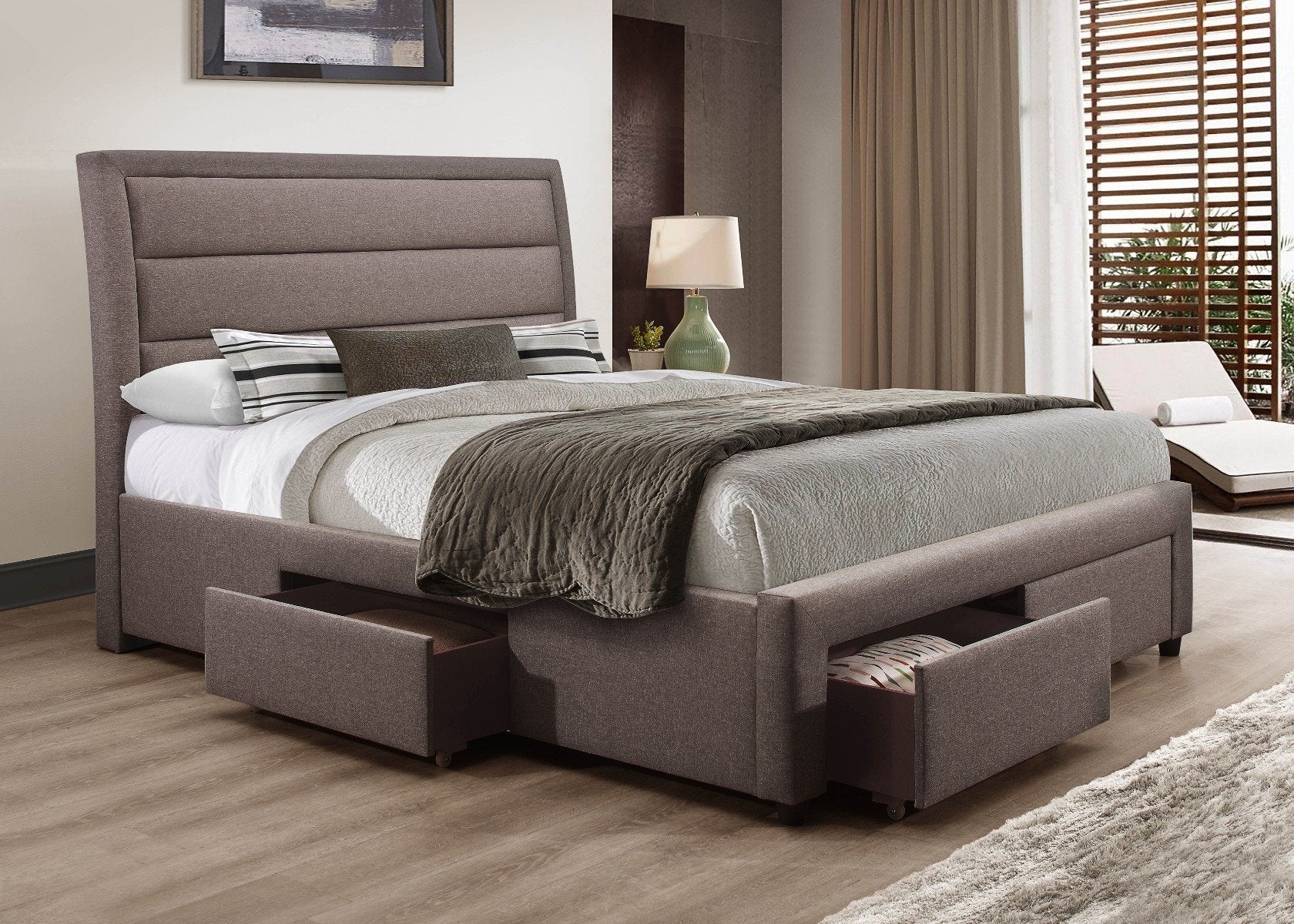 Queen Premium Package | Megan Bed Frame Light Grey, Luna Series Euro Top Mattress (Medium Firm) & Bamboo Mattress Topper! - Rivercity House & Home Co. (ABN 18 642 972 209) - Affordable Modern Furniture Australia