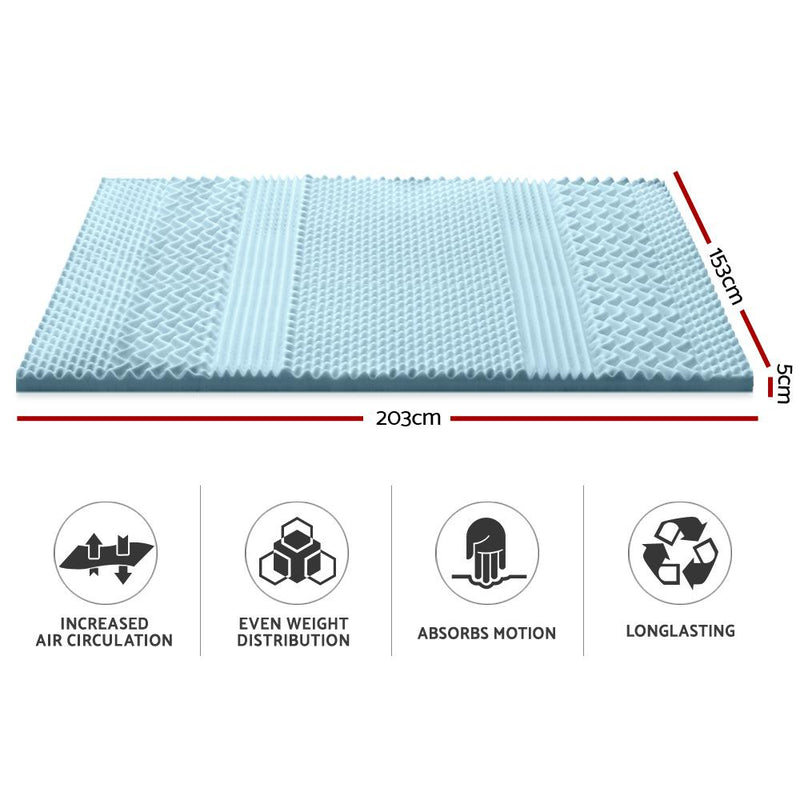 Queen Size | Cool Gel 7-zone Memory Foam Mattress Topper w/Bamboo Cover 5cm - Rivercity House & Home Co. (ABN 18 642 972 209) - Affordable Modern Furniture Australia