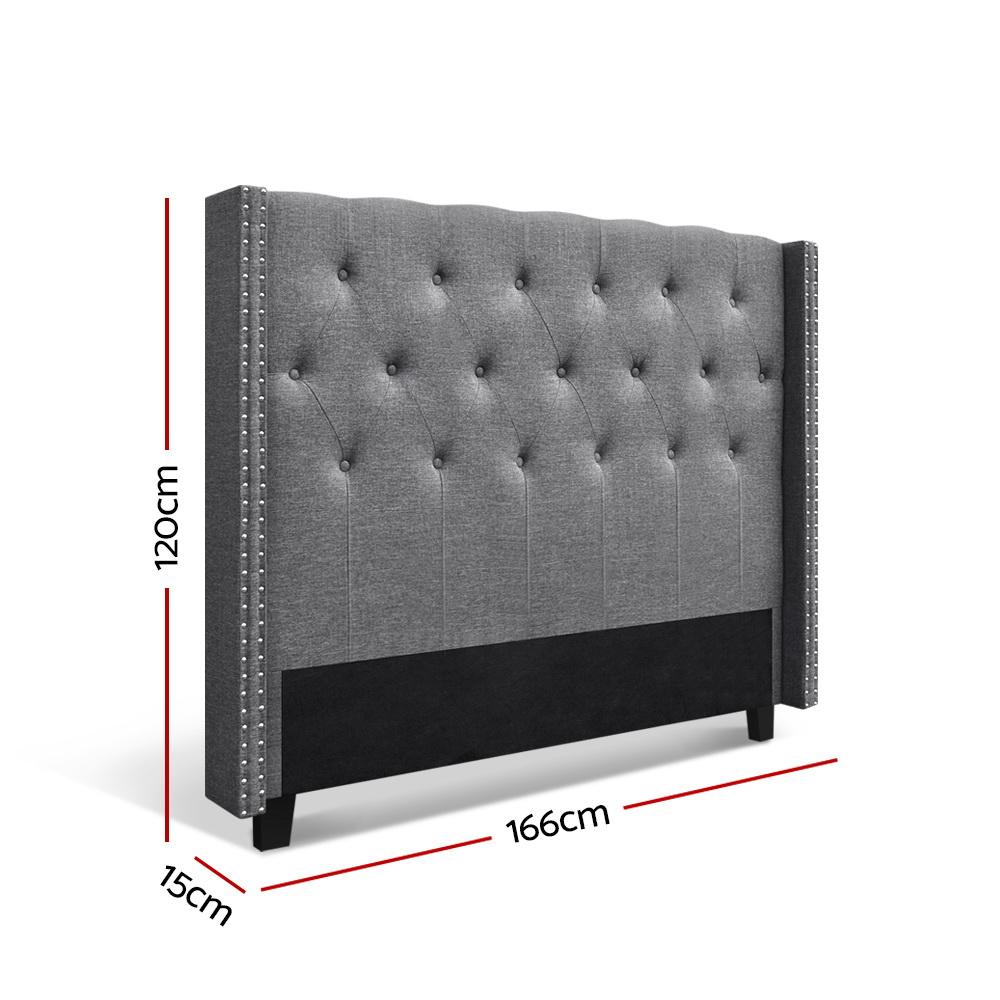 Queen Size | Luca Bed Headboard (Grey) - Rivercity House & Home Co. (ABN 18 642 972 209) - Affordable Modern Furniture Australia