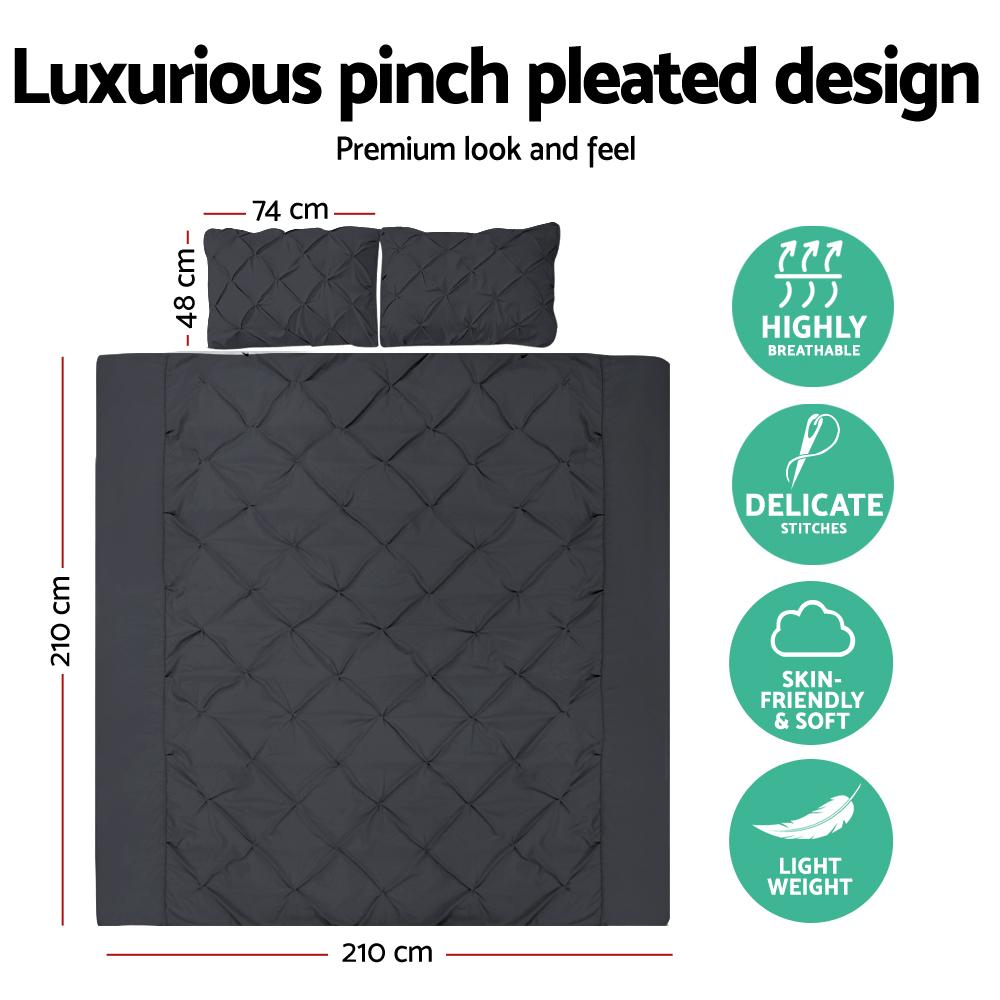 Queen Size Quilt Cover Set - Black - Home & Garden > Bedding - Rivercity House & Home Co. (ABN 18 642 972 209) - Affordable Modern Furniture Australia