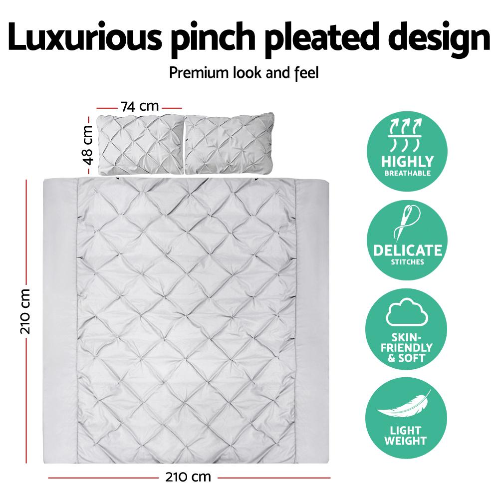 Queen Size Quilt Cover Set - Grey - Home & Garden > Bedding - Rivercity House & Home Co. (ABN 18 642 972 209) - Affordable Modern Furniture Australia