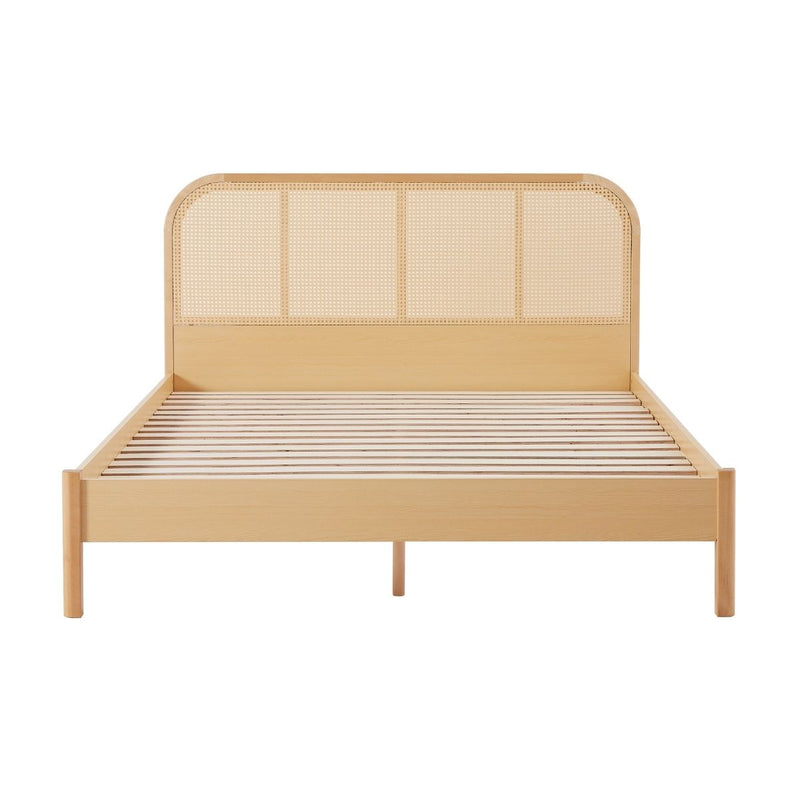 Rattan Bed Frame with Curved Bedhead - Double - Rivercity House & Home Co. (ABN 18 642 972 209) - Affordable Modern Furniture Australia