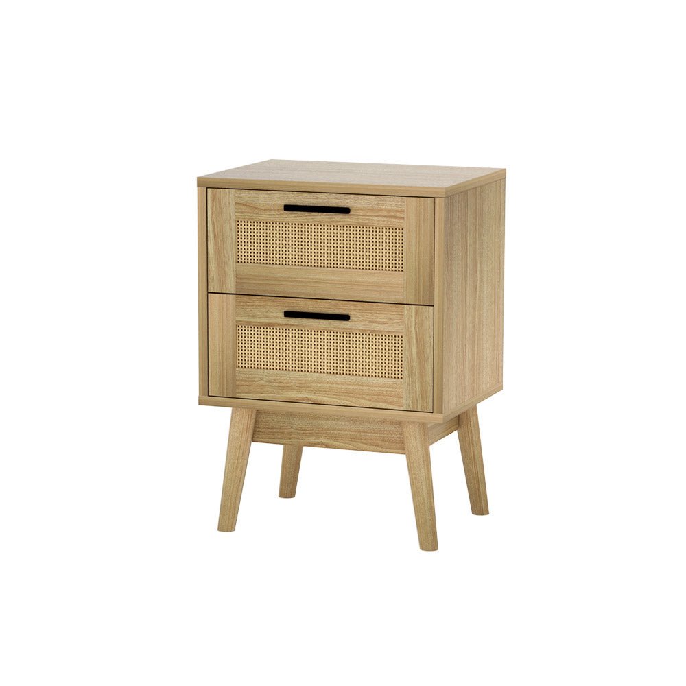 Rattan Bedside Table with 2 Drawers - Furniture > Bedroom - Rivercity House & Home Co. (ABN 18 642 972 209) - Affordable Modern Furniture Australia