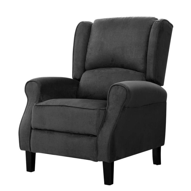 Recliner Chair Adjustable Sofa Lounge Soft Suede Armchair Couch Charcoal - Rivercity House & Home Co. (ABN 18 642 972 209) - Affordable Modern Furniture Australia