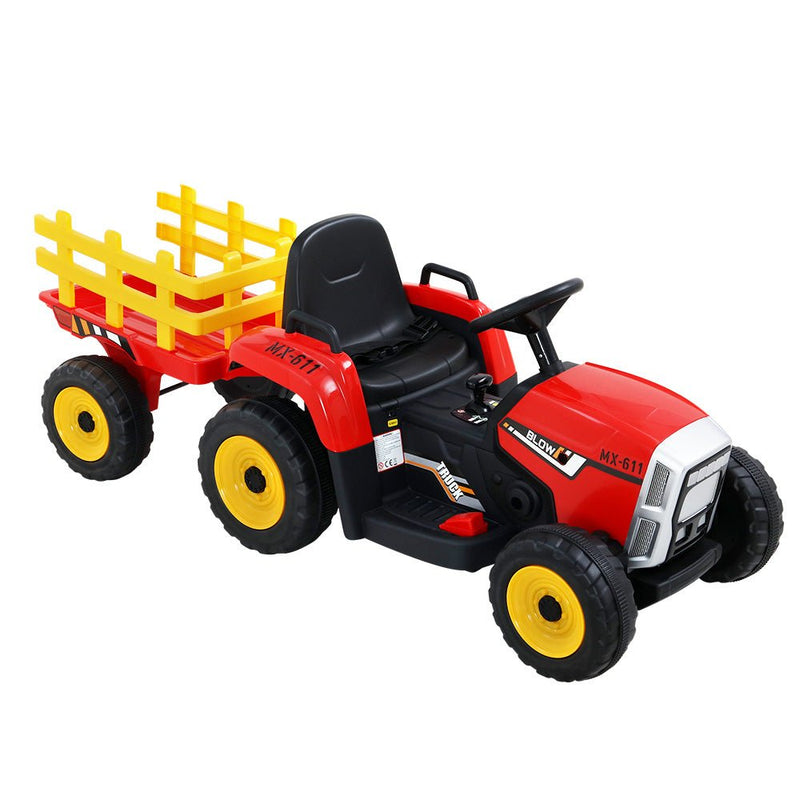 Ride On Car Tractor Trailer Toy Kids Electric Cars 12V Battery Red - Baby & Kids > Ride on Cars, Go-karts & Bikes - Rivercity House & Home Co. (ABN 18 642 972 209) - Affordable Modern Furniture Australia